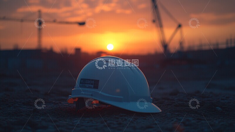 高清大图下载【趣麦麦图】工地安全帽晨景2