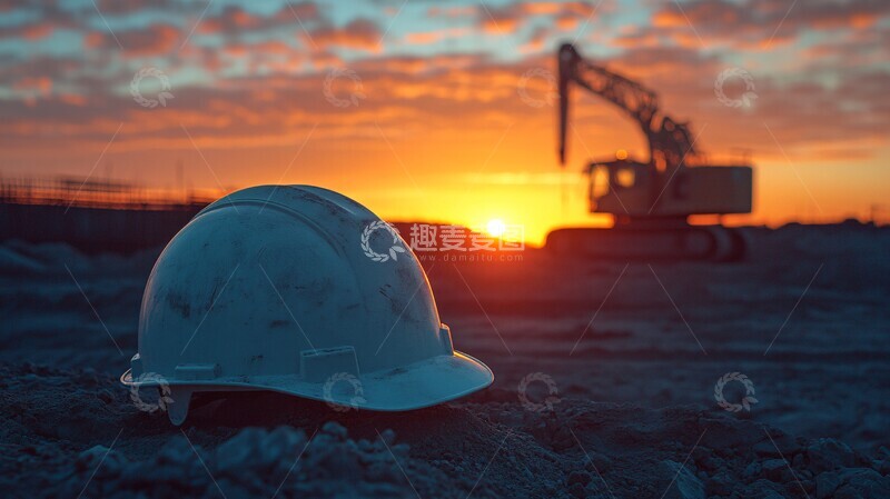 高清大图下载【趣麦麦图】工地安全帽晨景