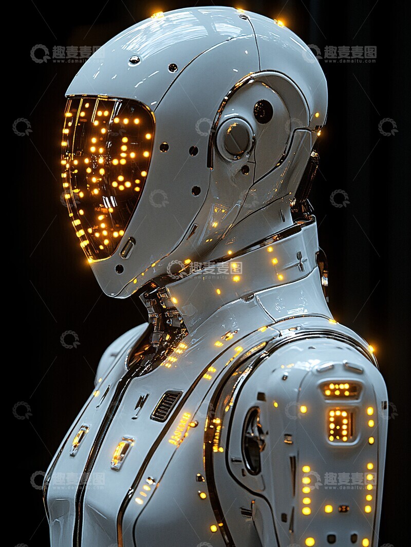 高清大图下载【趣麦麦图】镀铬玻璃机器人装饰1