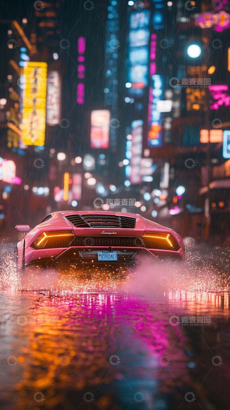 高清大图下载【趣麦麦图】兰博基尼都市疾驰