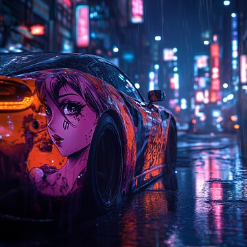 冷艳动漫女涂鸦跑车