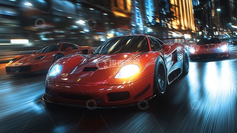 高清大图下载【趣麦麦图】-豪车飞驰夜城