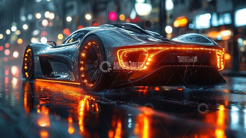 高清大图下载【趣麦麦图】未来跑车夜街行驶