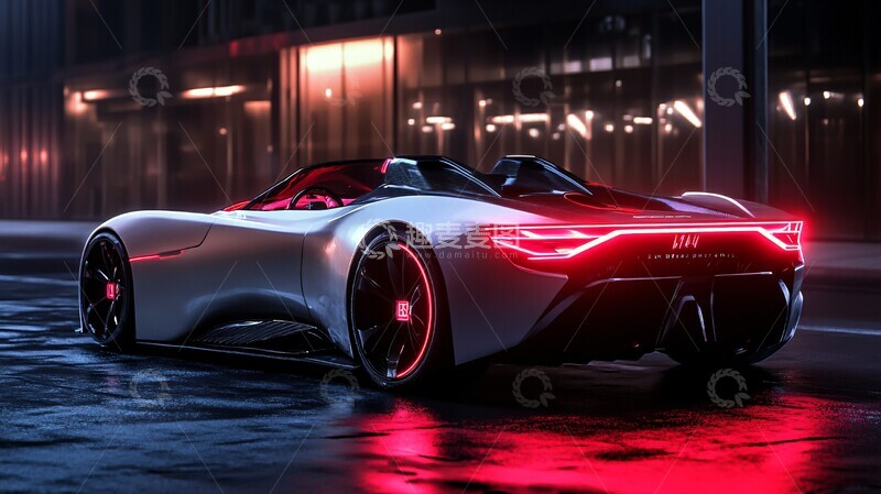 高清大图下载【趣麦麦图】未来跑车街头夜景1
