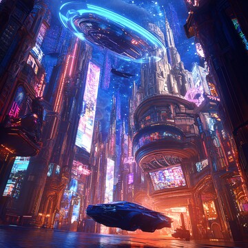 飞车高楼蓝紫光