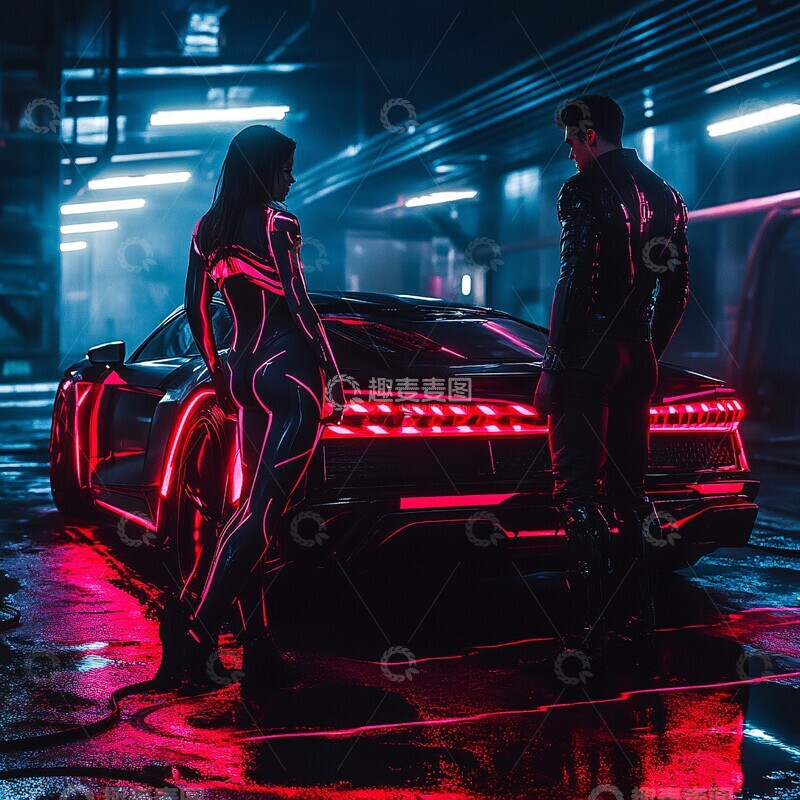 高清大图下载【趣麦麦图】男女士与奥迪