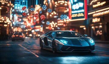 蓝跑车飞驰夜景