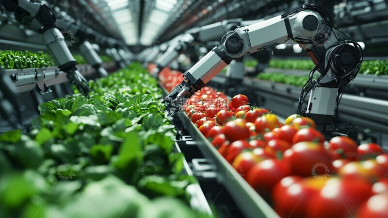 高清大图下载【趣麦麦图】机械臂分拣农产品1