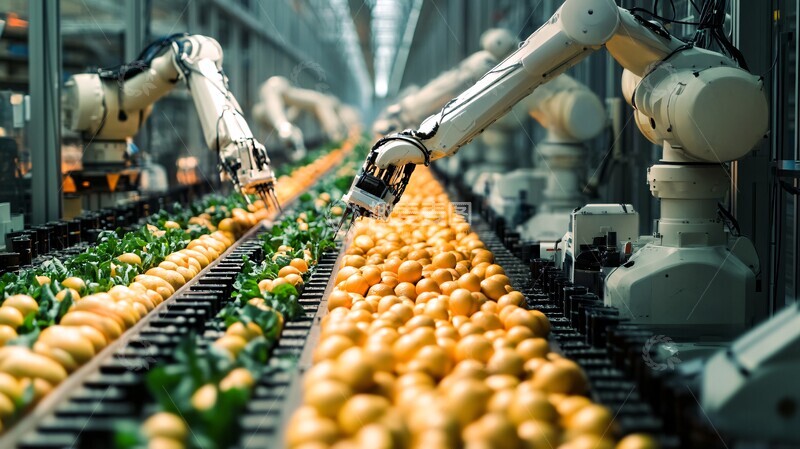 高清大图下载【趣麦麦图】机械臂分拣农产品