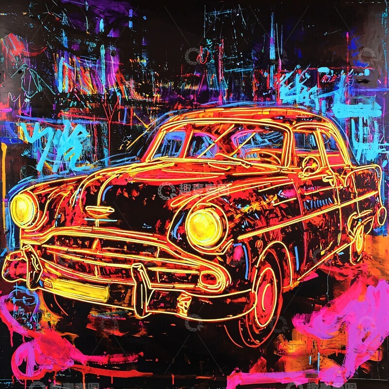 高清大图下载【趣麦麦图】霓虹车影夜都市