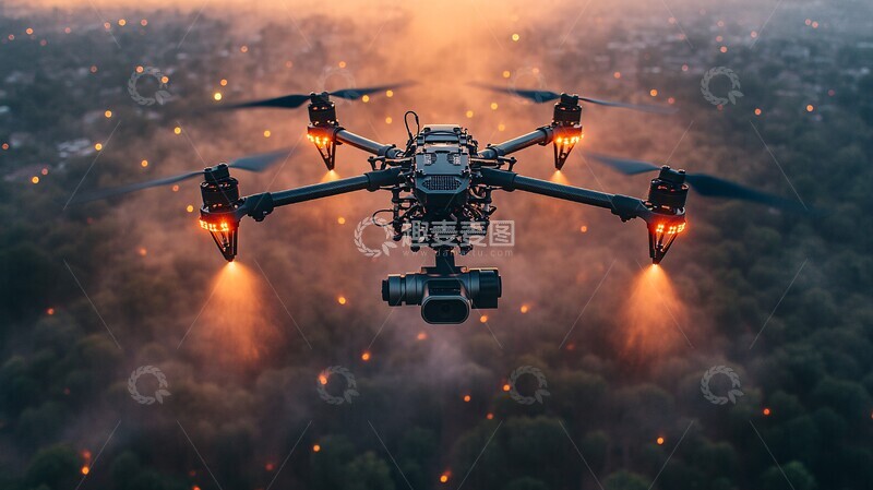 高清大图下载【趣麦麦图】无人机喷洒农药