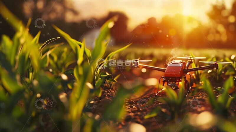 高清大图下载【趣麦麦图】无人机喷洒玉米田