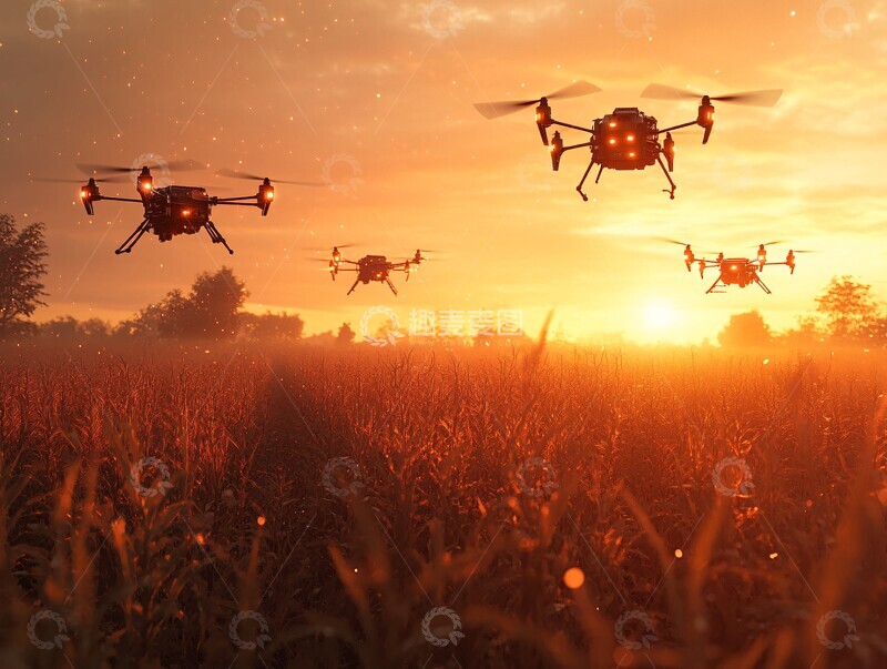 高清大图下载【趣麦麦图】智能农业无人机监测