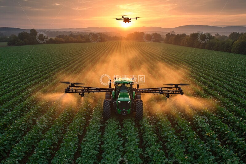 高清大图下载【趣麦麦图】无人机喷洒糖田2
