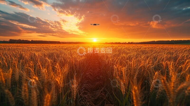 高清大图下载【趣麦麦图】无人机农田上空