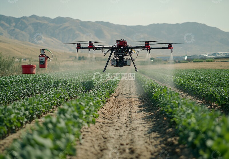 高清大图下载【趣麦麦图】无人机喷洒农作物