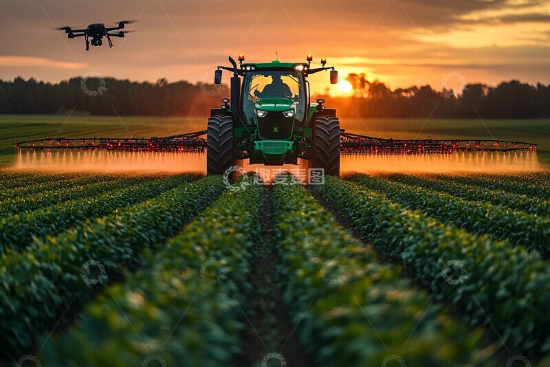 高清大图下载【趣麦麦图】无人机喷洒糖田