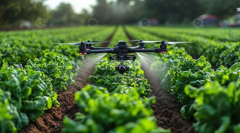 高清大图下载【趣麦麦图】无人机喷洒蔬菜2