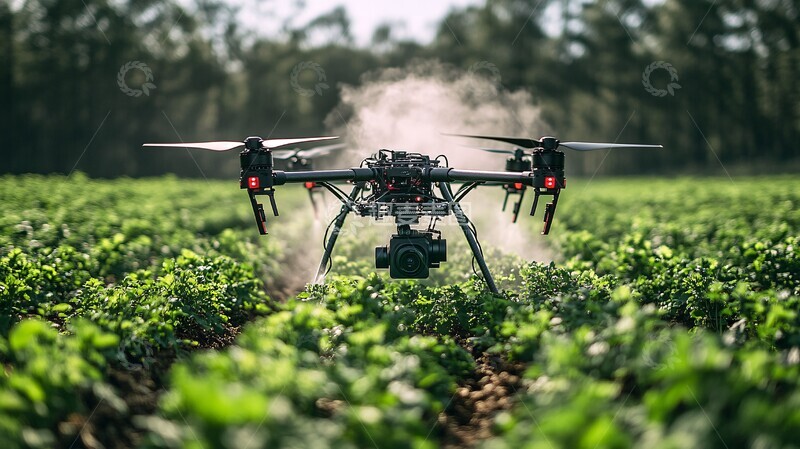 高清大图下载【趣麦麦图】无人机喷洒农田2