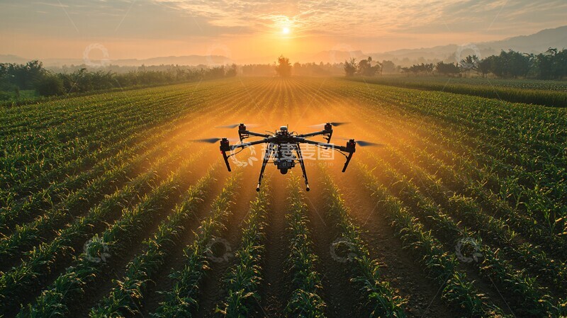 高清大图下载【趣麦麦图】农田无人机自动灌溉1