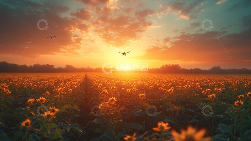 高清大图下载【趣麦麦图】无人机俯瞰大豆田1