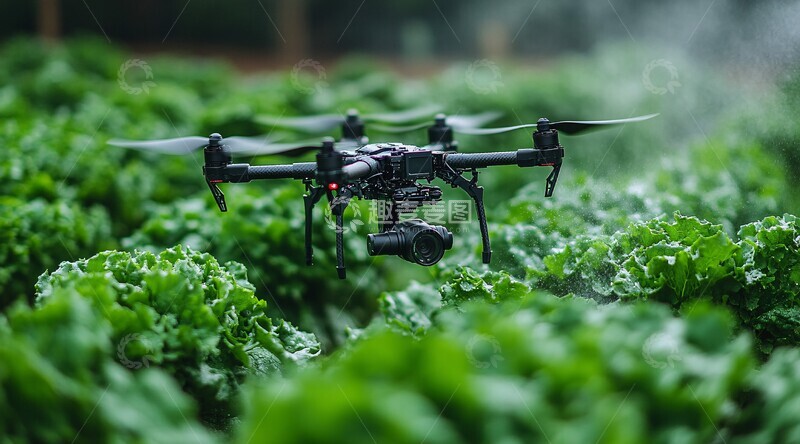 高清大图下载【趣麦麦图】无人机喷洒蔬菜