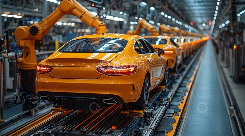 高清大图下载【趣麦麦图】黄色机器人装配橙色车1