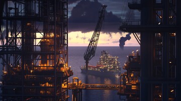 工业油井港口晚景