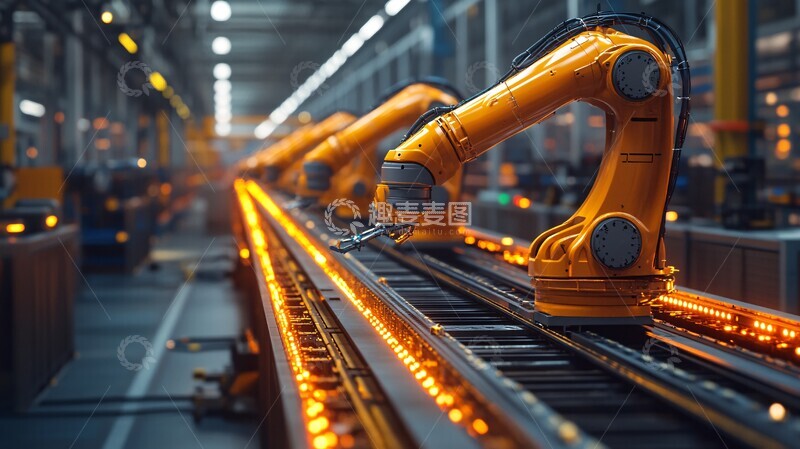 高清大图下载【趣麦麦图】机器人臂协作工厂