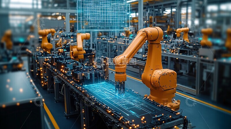 高清大图下载【趣麦麦图】智能工厂协作生产