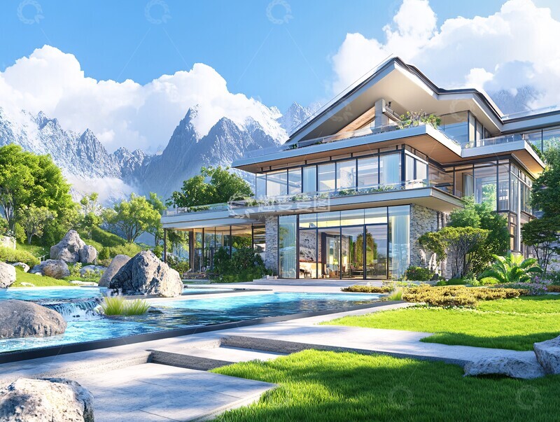 高清大图下载【趣麦麦图】中式双层别墅