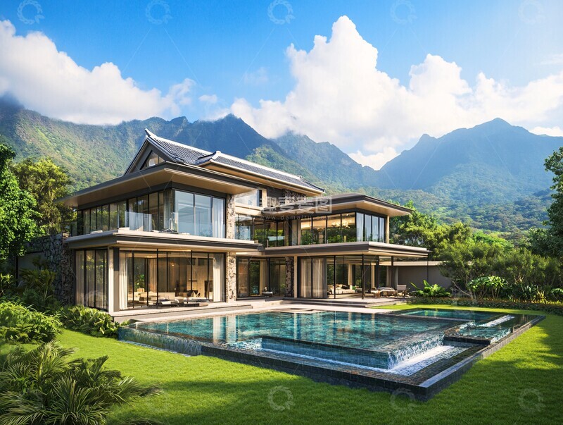 高清大图下载【趣麦麦图】中式双层别墅1