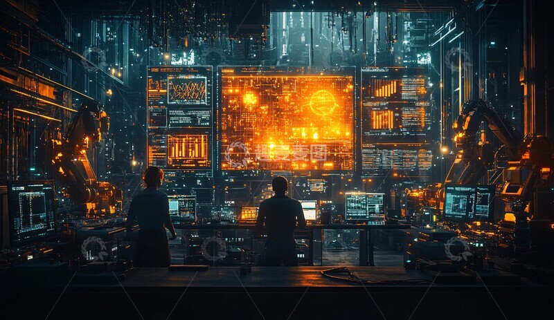 高清大图下载【趣麦麦图】智慧工厂协作