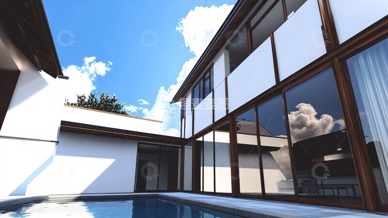 高清大图下载【趣麦麦图】白色墙体与玻璃窗2