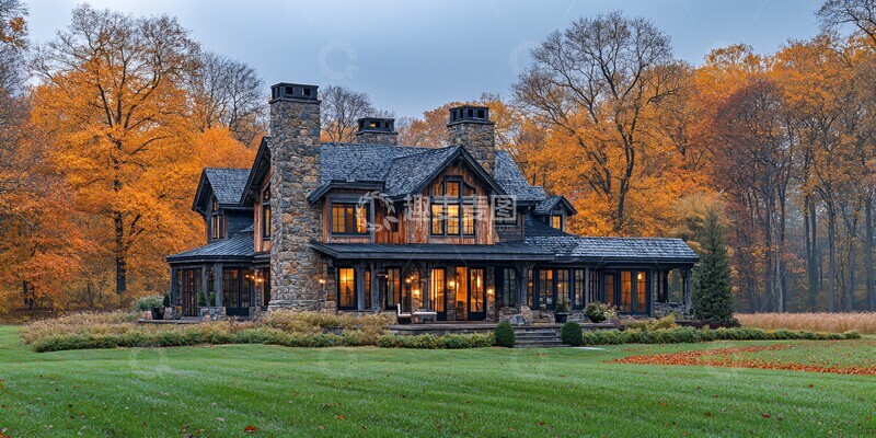 高清大图下载【趣麦麦图】乡村大宅全景照1