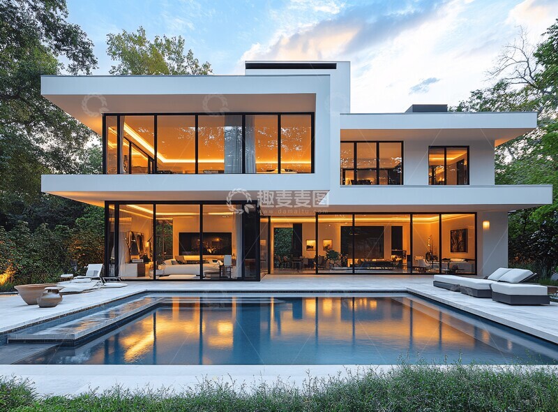 高清大图下载【趣麦麦图】白屋黑窗无限池