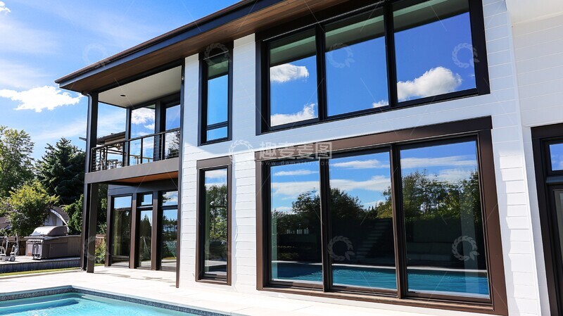 高清大图下载【趣麦麦图】白色墙体与玻璃窗