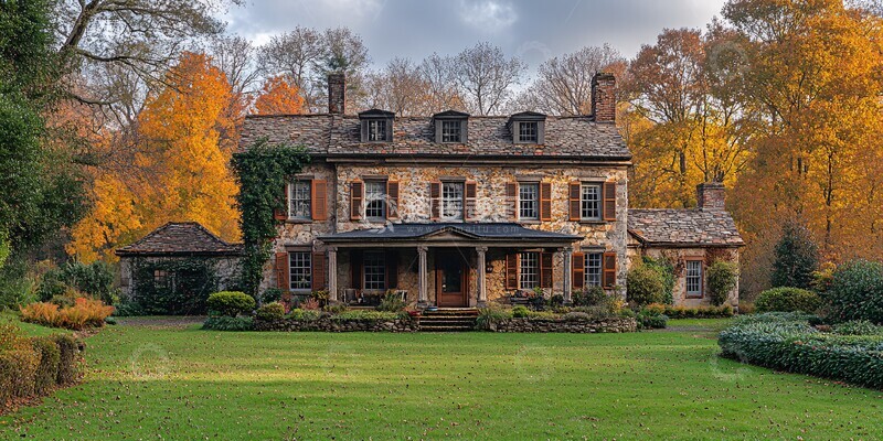 高清大图下载【趣麦麦图】乡村大宅全景照2