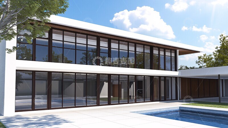 高清大图下载【趣麦麦图】白色墙体与玻璃窗1