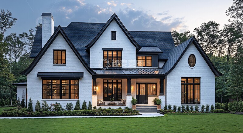 高清大图下载【趣麦麦图】白色砖房前视图