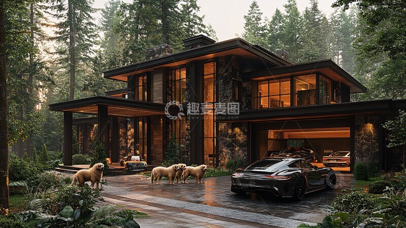 高清大图下载【趣麦麦图】山庄与德国牧羊犬