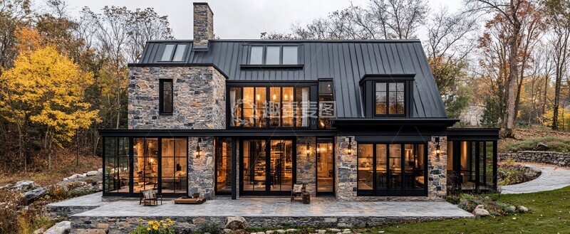 高清大图下载【趣麦麦图】黑金属石墙住宅2