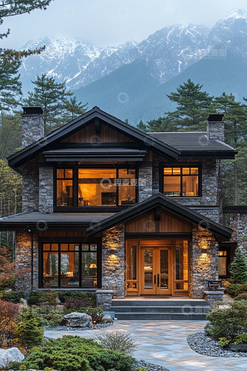 高清大图下载【趣麦麦图】山景木石别墅