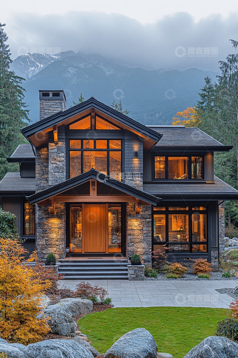 高清大图下载【趣麦麦图】山景木石别墅1