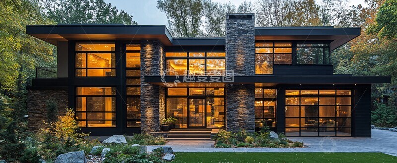 高清大图下载【趣麦麦图】黑金属石墙住宅3