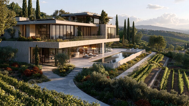 高清大图下载【趣麦麦图】山谷别墅全景3