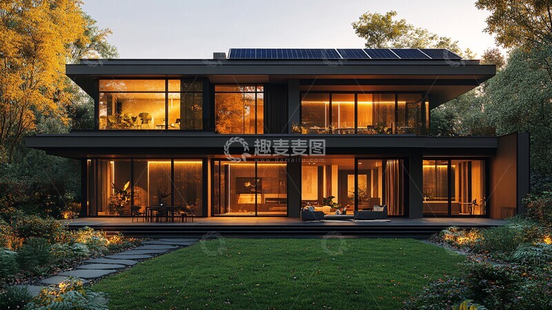 高清大图下载【趣麦麦图】别墅秋夜别墅秋夜夕阳
