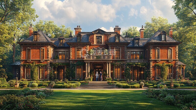 高清大图下载【趣麦麦图】豪宅前老人站立1