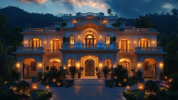 白色拱形窗阳台豪宅