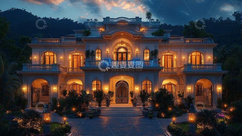 高清大图下载【趣麦麦图】白色拱形窗阳台豪宅